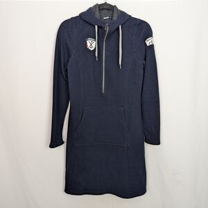 Navy Hooded Dress with Pockets